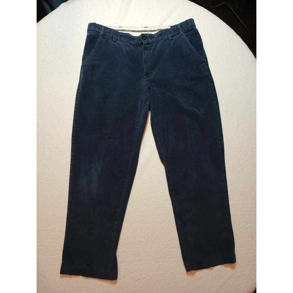 LL Bean Corduroy Pants Men's 36x32 Blue Cotton Comfort Waist‎ Stretch Casual